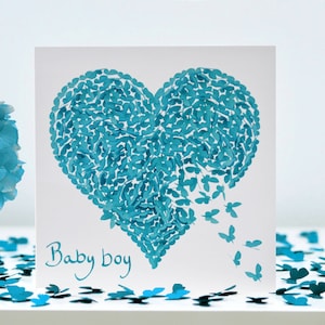 Neu Baby Boy Schmetterling Herz Schmetterlinge Karte, nicht 3D