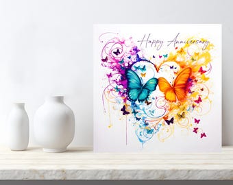 Butterfly Anniversary Two Butterflies Card, not 3D