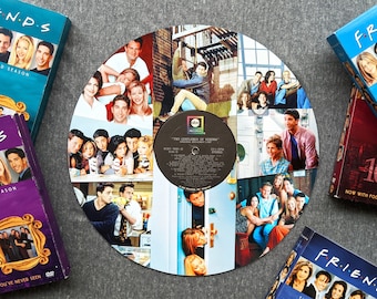Vänner TV-program vinylskiva fotocollage - Vintage skiva - Vinylskiva väggkonst - Fotocollage vägg - Vänner collage vägg