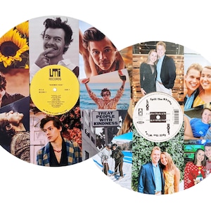 AANGEPASTE BESTELLING Fotocollage vinylplaat - Vintage plaat - muurkunst vinylplaat