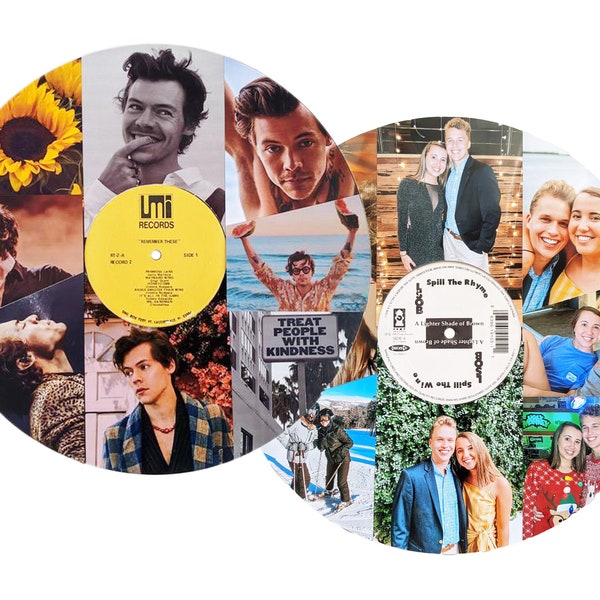 CUSTOM ORDER Vinyl Record Photo Collage - Vintage Record - Vinyl Record Wall Art