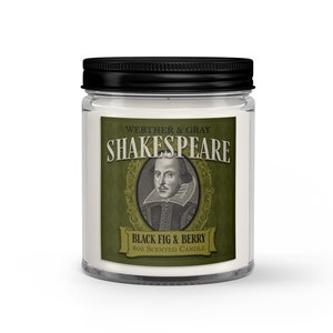 SHAKESPEARE, Scented Candle, Romeo & Juliet, English Literature, Hamlet, Literary Candles, Renaissance Decor, Geeky Candles, Man Candle