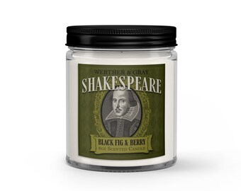 SHAKESPEARE, Scented Candle, Romeo & Juliet, English Literature, Hamlet, Literary Candles, Renaissance Decor, Geeky Candles, Man Candle