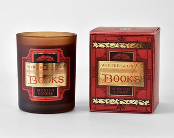 BOOKS, Literary Candle, Book Scented Candle, Old Library Candle, Dark Academia, Soy Blend Wax, Gifts for Writer, Vintage, Bookish Candles