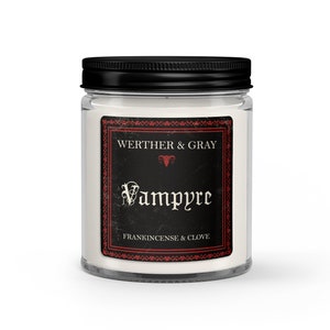 VAMPYRE, Scented Candle, Penny Dreadful, Frankincense, Clove, Gothic Decor, Horror Candle, Victorian Era, Literary Candles, Vampire