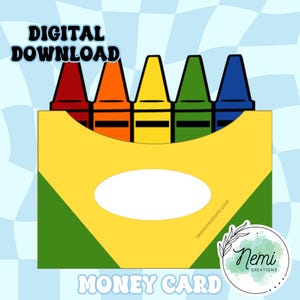 Porta carte regalo con scatola di pastelli a cera, file digitale SVG, apprezzamento per gli insegnanti, scuola, carta da tirare, Cricut, Silhouette