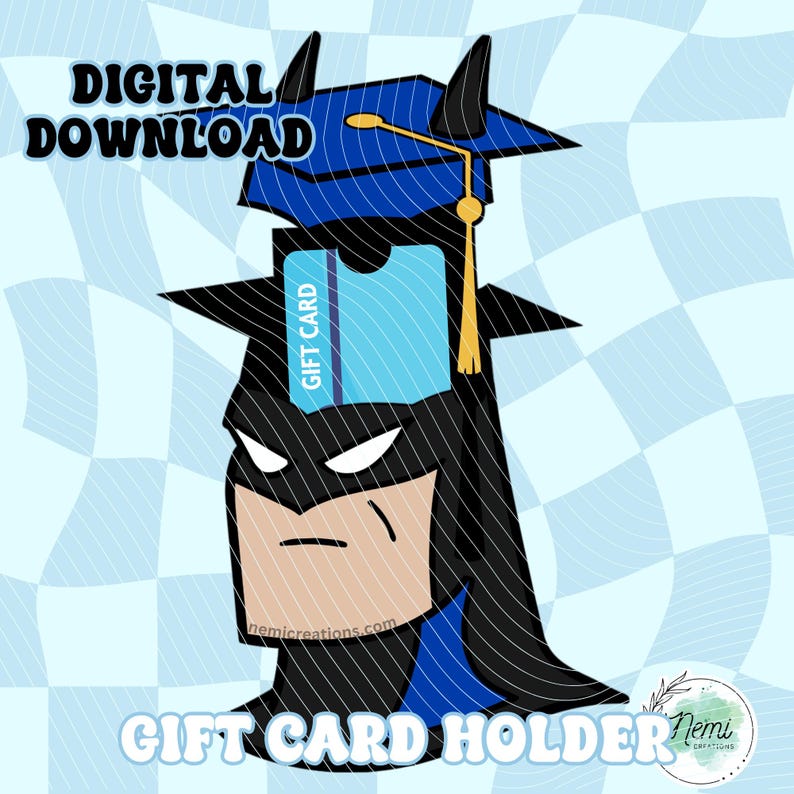Superhero Bat Gift Card Holder SVG Digital File, Graduation Gift, Pull ...