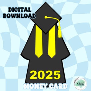 Portatarjetas de regalo con dinero para toga y birrete, archivo digital SVG, graduación, 2025, escuela, tarjeta de extracción, Cricut, silueta