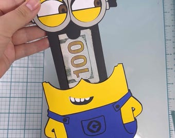 Minion Money Card SVG, Gift Card Holder, Birthday Card, Birthday Gift, Insert Card, Pull Card, SVG Cut Files