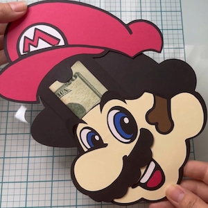 Tarjeta de dinero Mario SVG, portatarjetas de regalo, tarjeta de cumpleaños, regalo de cumpleaños, tarjeta de inserción, tarjeta extraíble, archivos de corte SVG