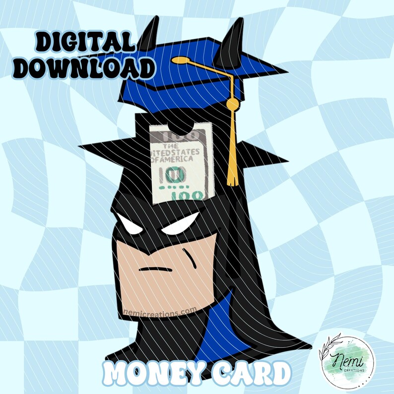 Superhero Bat Gift Card Holder SVG Digital File, Graduation Gift, Pull ...