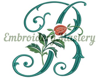 letter B machine embroidery design. Monogram letter. Floral font. Embroidery font. Monogram embroidery. DOG-ROSE. Antique embroidery pattern