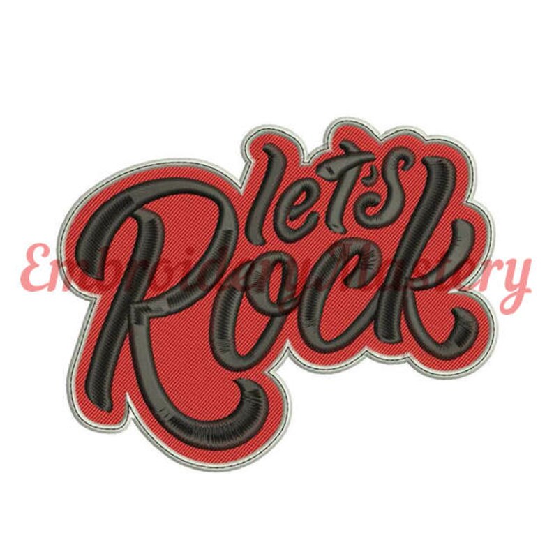 Let s Rock Embroidery Lettering For Rock Music Lovers Etsy