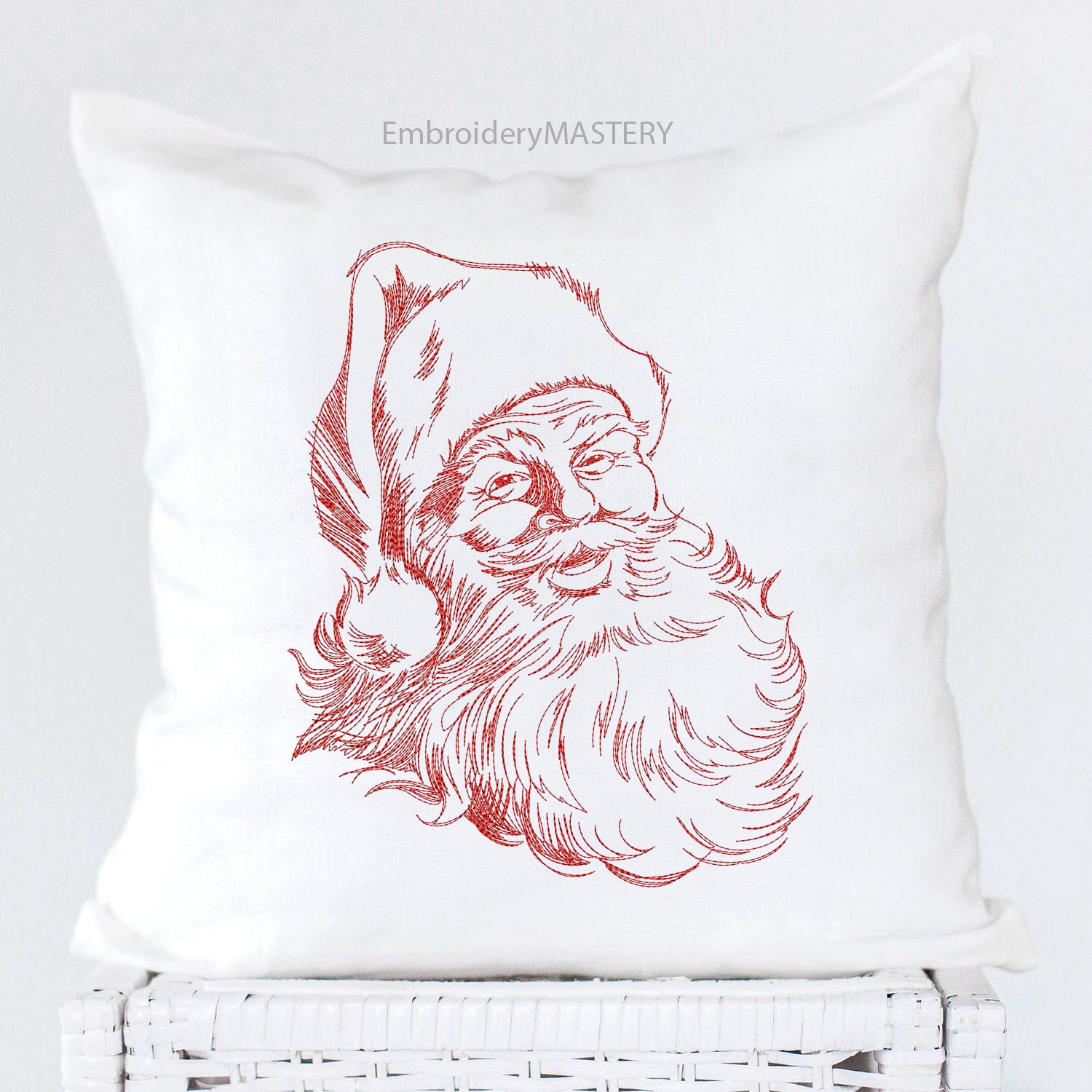 Santa claus in redwork style machine embroidery design  etsy