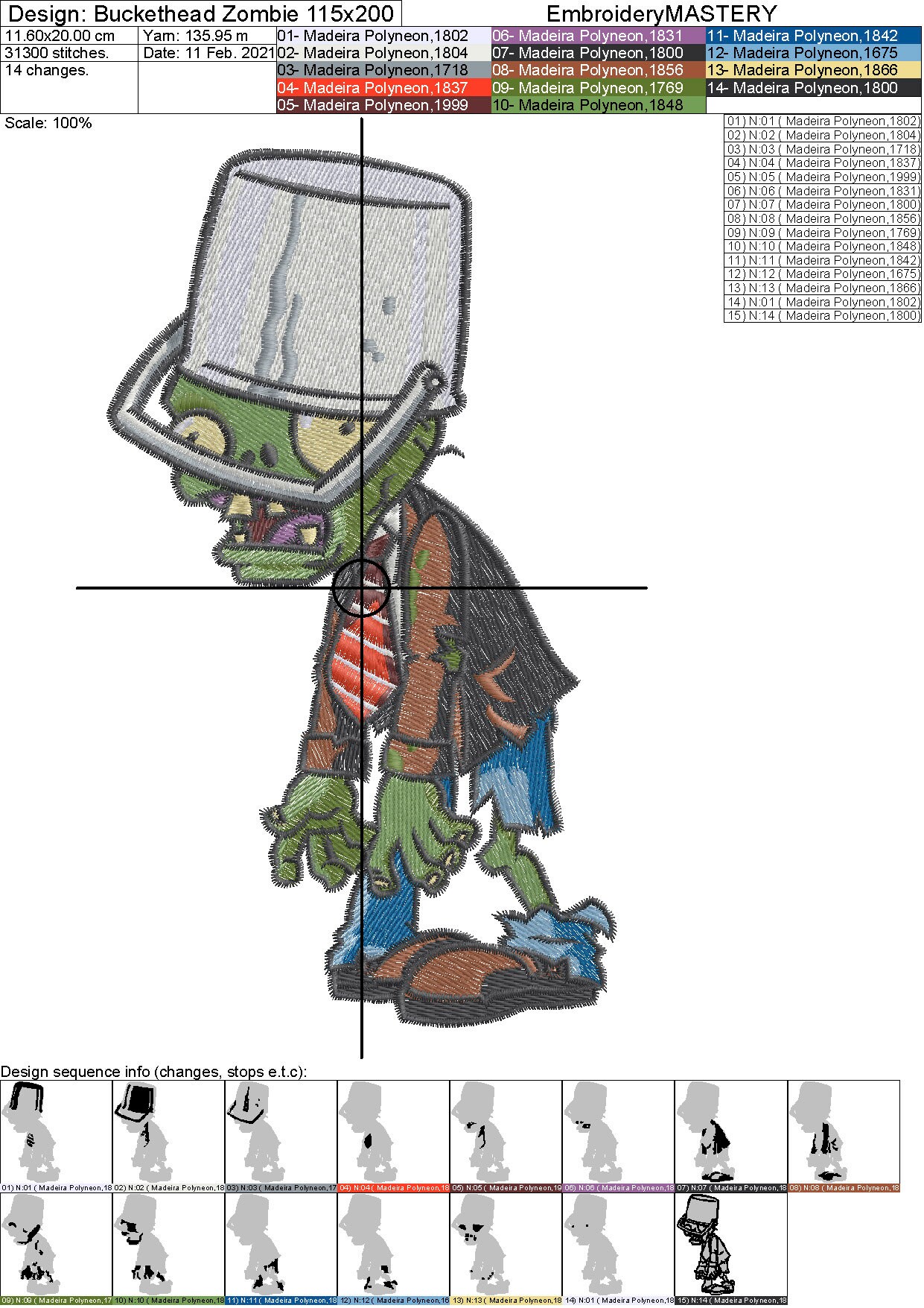 Plants Vs Zombie Machine Embroidery Design. Buckethead Zombie Etsy Canada