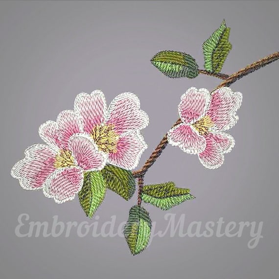 Apple Tree Machine Embroidery Design Apple Blossom Etsy