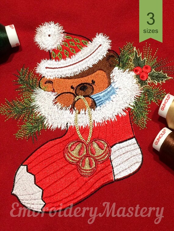 Disegni Di Natale Vintage.Ricamo Di Natale Vintage Teddy Whith Holly Bacca 4 Disegni Etsy