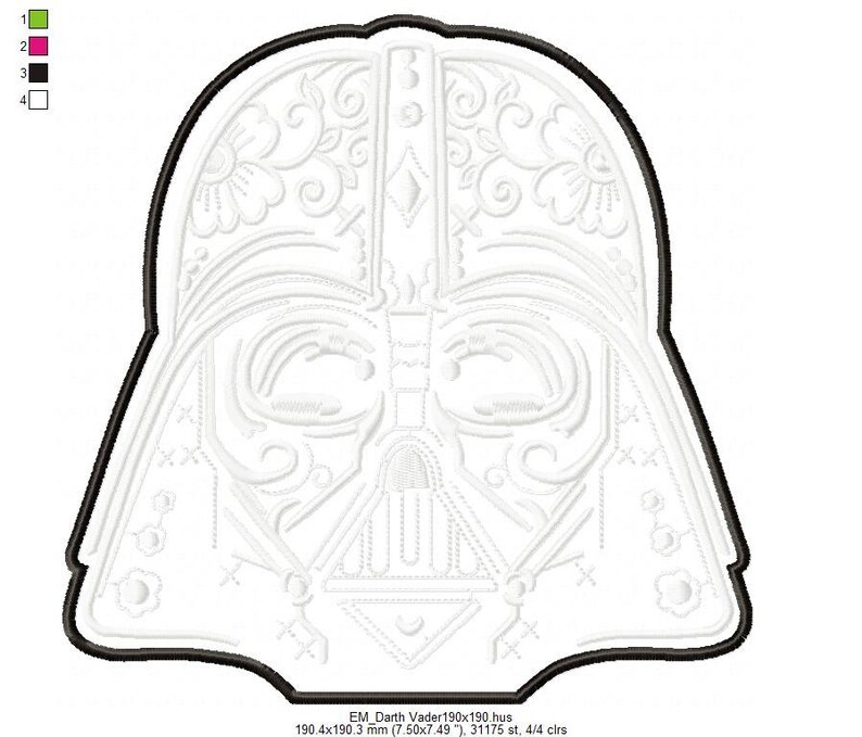 Darth Vader Applique Embroidery Design. Star Wars Pattern. 4 Etsy