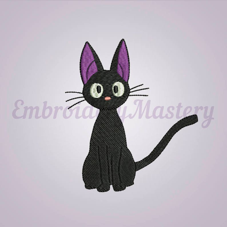 Jiji machine embroidery design. Сat Embroidery. Anime. Etsy