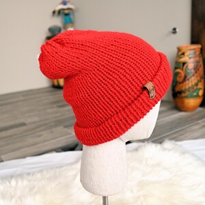 Knit Red Beanie/ Hat/ Accessory/ Toboggan/ Winter/ Birthday Gift/ Christmas Gift/ Gift for Her/ Mom/ Gift for Girlfriend/ Gift for Teen