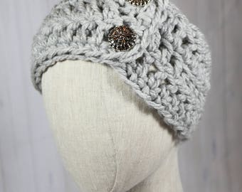 Grey Crochet Ear Warmer/ Neck Cowl/ Gift for her/ Gift for Mom/ Christmas Gift/ Birthday Gift/ Outerwear/ Accessory/ Headband
