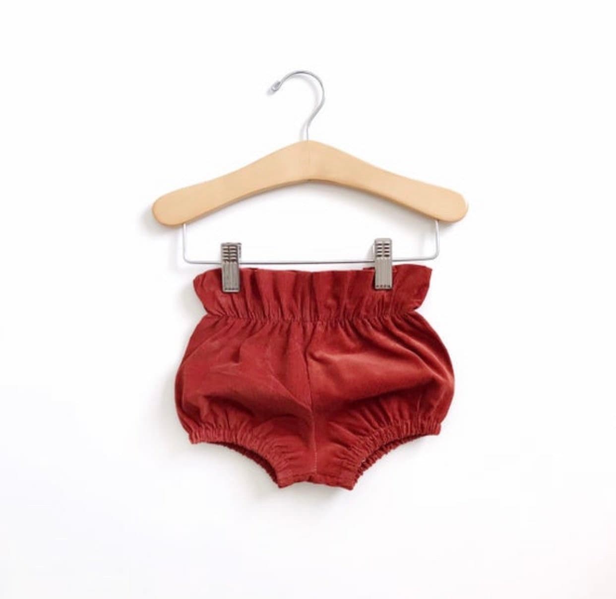 Rust Corduroy Baby Bloomers: High Waist Diaper Cover