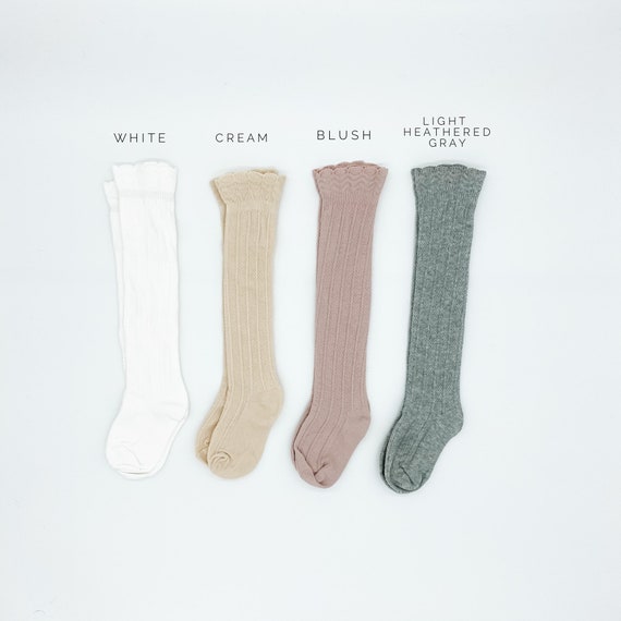 cream knee high socks baby