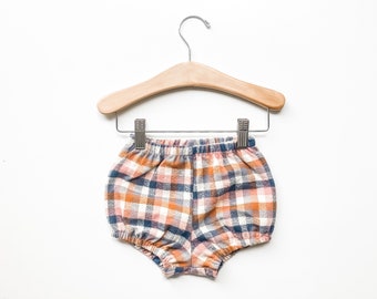 baby bloomers, toddler bloomers, bloomies, baby girl fall outfit, fall girl outfit, baby bummies, toddler girl fall clothes, plaid bloomers