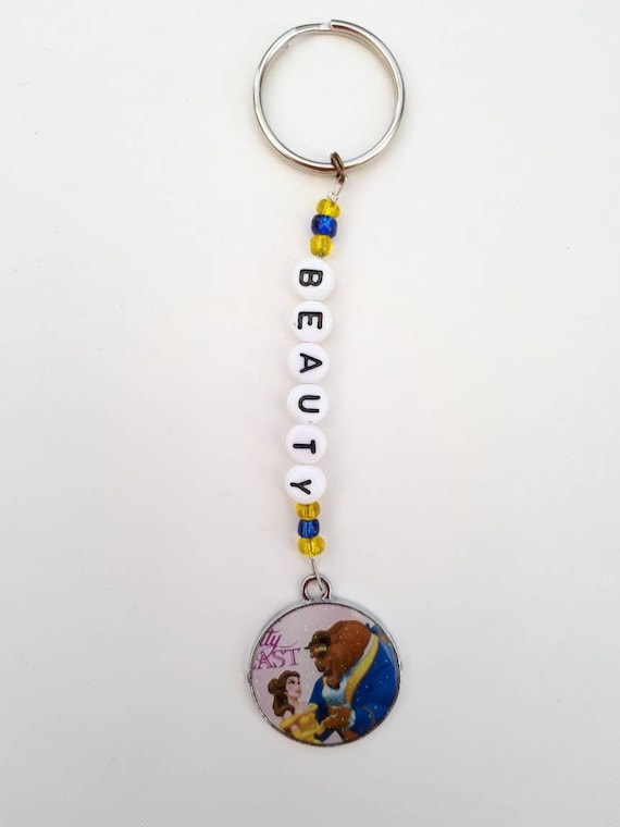 Keychain Any Name Party Bag Filler BEAUTY AND THE BEAST Personalised Keyring