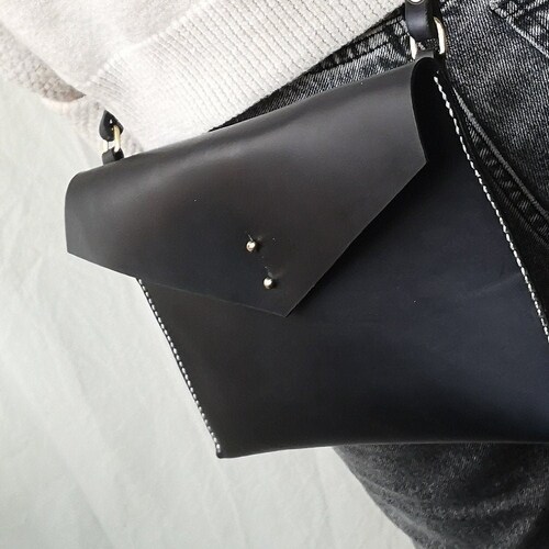 Handmade Leather Bag Black. Black Leather Bag Etsy