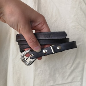 Personalized Leather Western Belt with Reclaimed Buckle