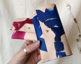 Handmade Tie Dye Leather Purse: Compact Card & Coin Wallet
