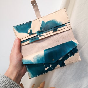 Handmade Leather Bi-fold Purse.  Tie dye Leather Bi-fold Purse.  Handmade in England.  Womens Purse Wallet, Gift For Her