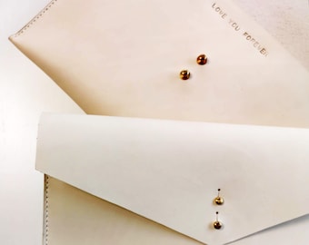 Personalized Leather Clutch Bag, Hidden Message, Bridesmaid Gift