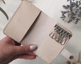 Leather Key Case, Leather Key Holder, Key Organiser Leather, Key Pouch, Leather Key Wallet, Vegetable Tanned Leather Key Case