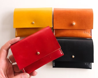 Personalised Leather Card Wallet: Handmade Minimalist Women's Purse