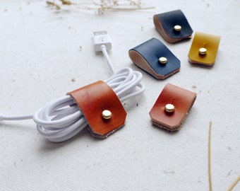 Handmade Leather Cable Ties: Home Office Organization (Set of 2)