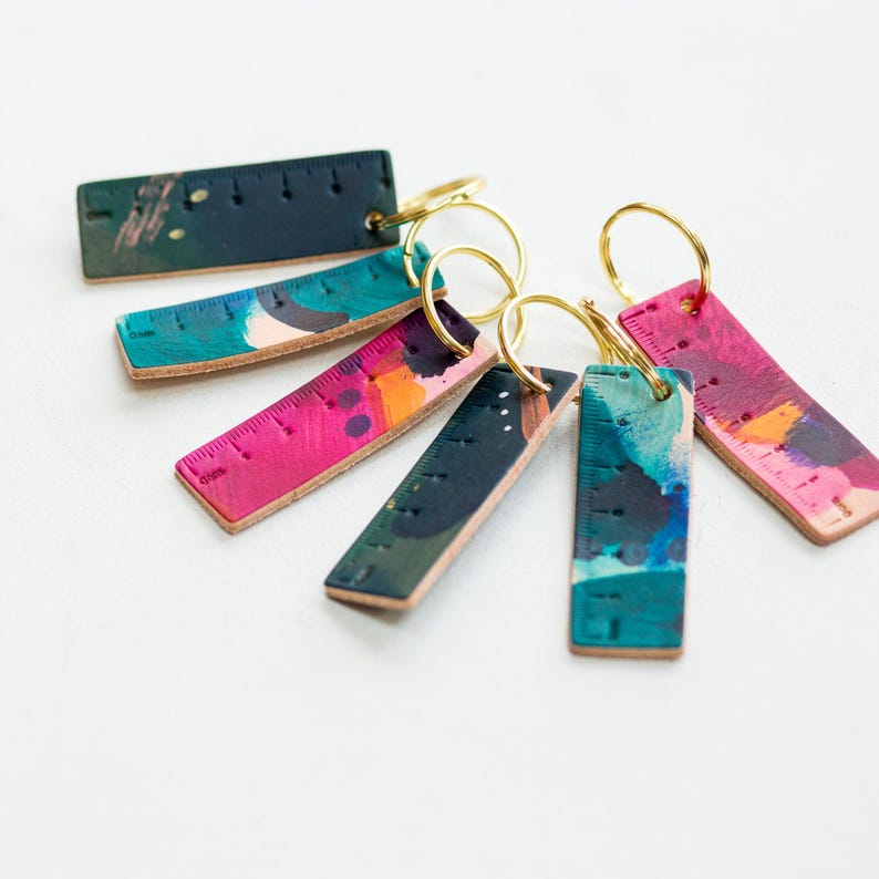 Label Key Rings Ruler Personalized Leather Ruler Keyring: Hand-painted Maker Gift - Etsy