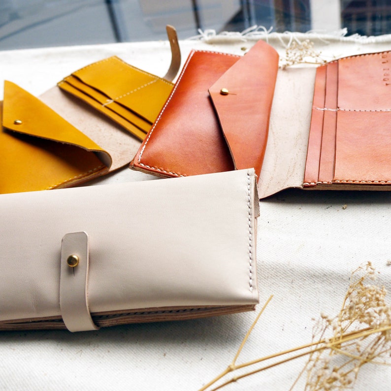 Leather Bifold Purse Hand Stitched Leather Purse. Handmade Etsy