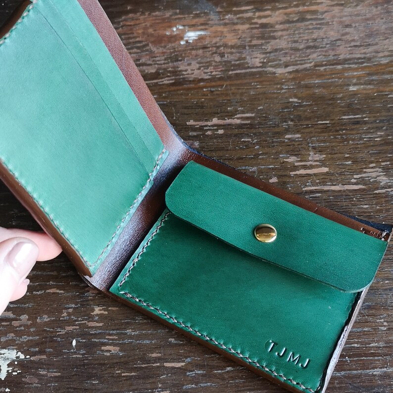 Customised Handmade Leather Wallet. Hand Dyed and Hand Etsy