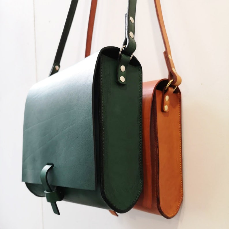 Handmade Leather Satchel Tan Leather. 12 Colour Options Etsy