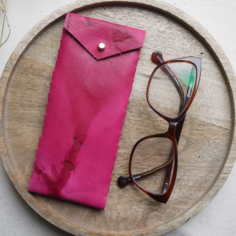Personalised Leather Glasses Case Hand Dyed. Reading Glasses Etsy