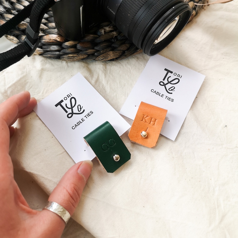 Personalised Leather Cable tidy leather cable tie. Etsy