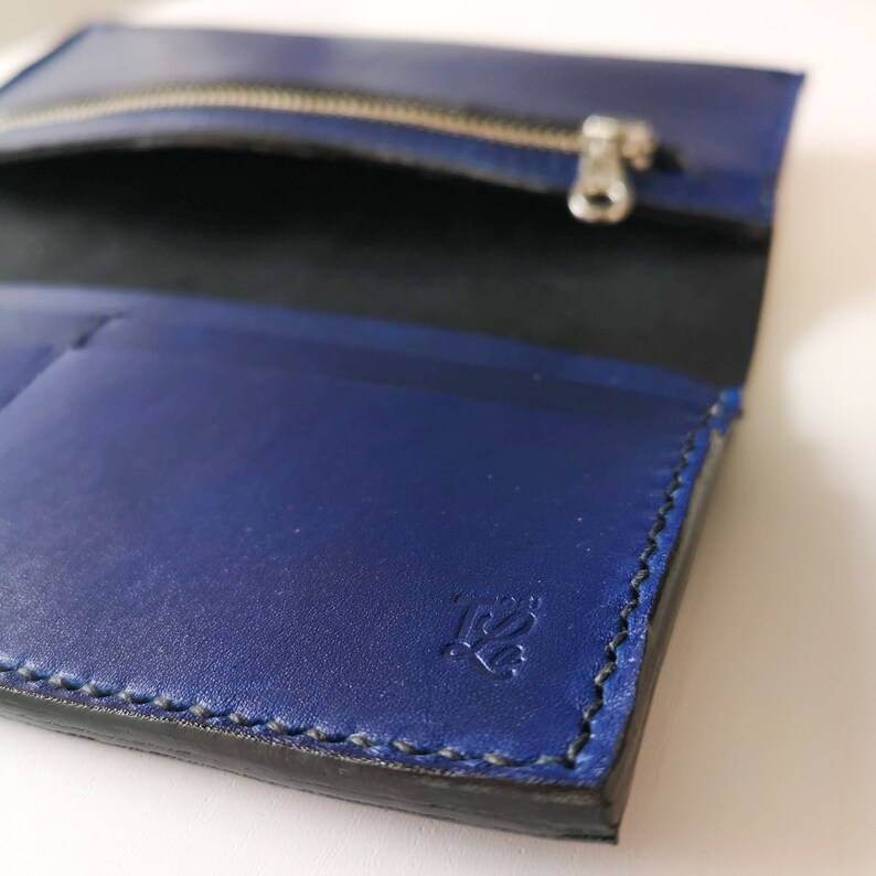 Personalised Blue Leather Bi-fold Woman Wallet. 12 Colour | Etsy