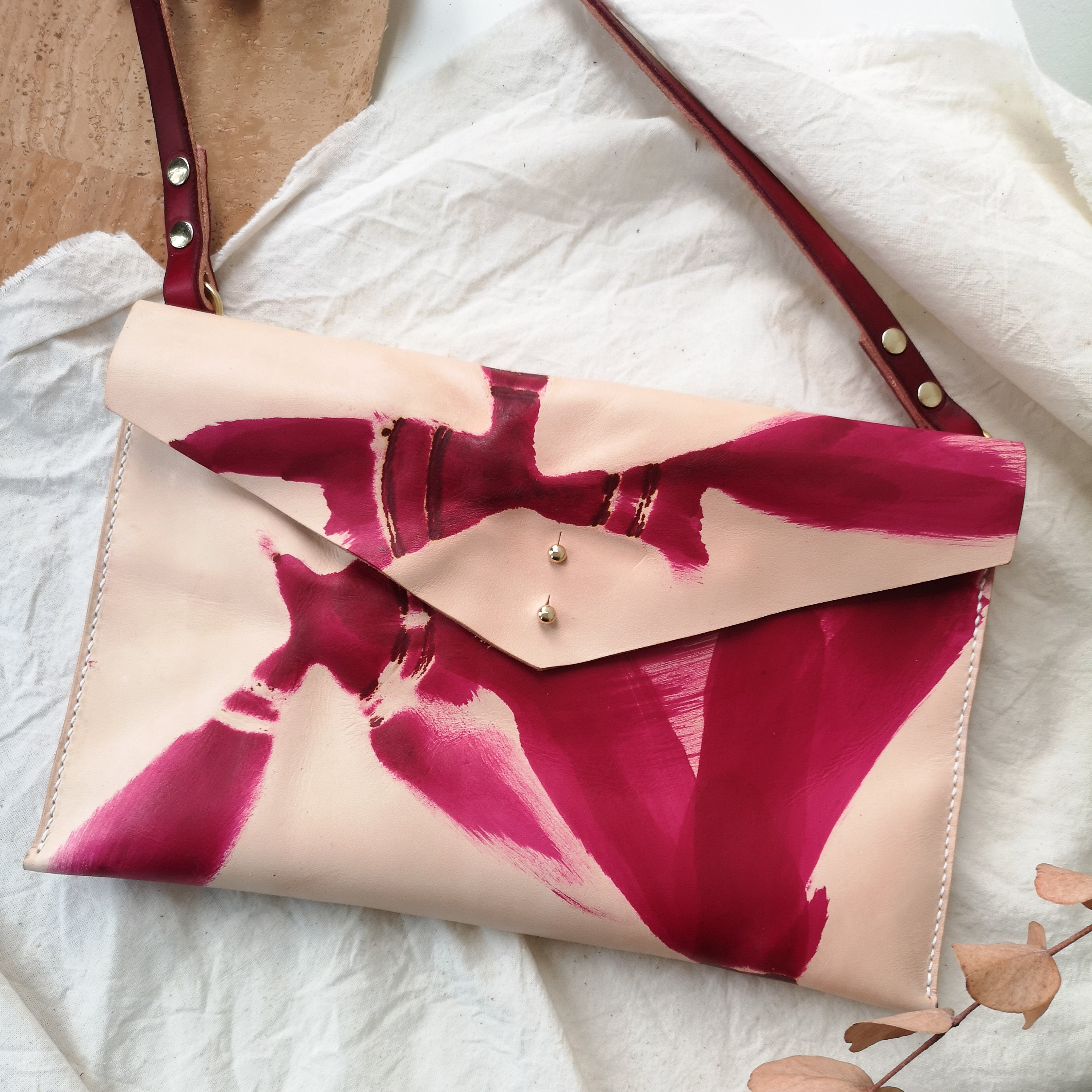 Pink leather tie dye cross body bag. Leather bag. Vibrant Etsy