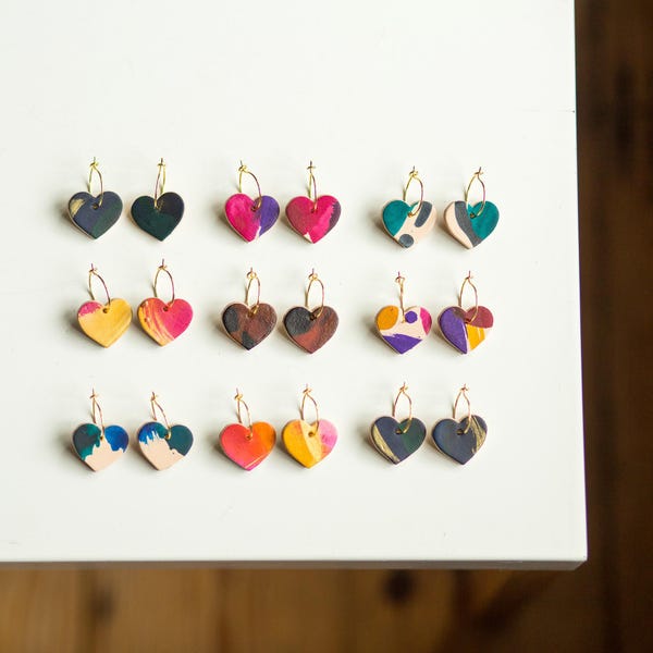 Créoles coeur - Boucles d'oreilles en cuir léger