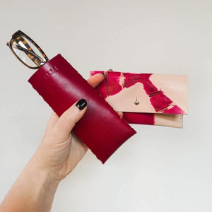 Pink Leather Tie Dye Purse, Leather Ladies Purse, Gift for her.  Coin Wallet