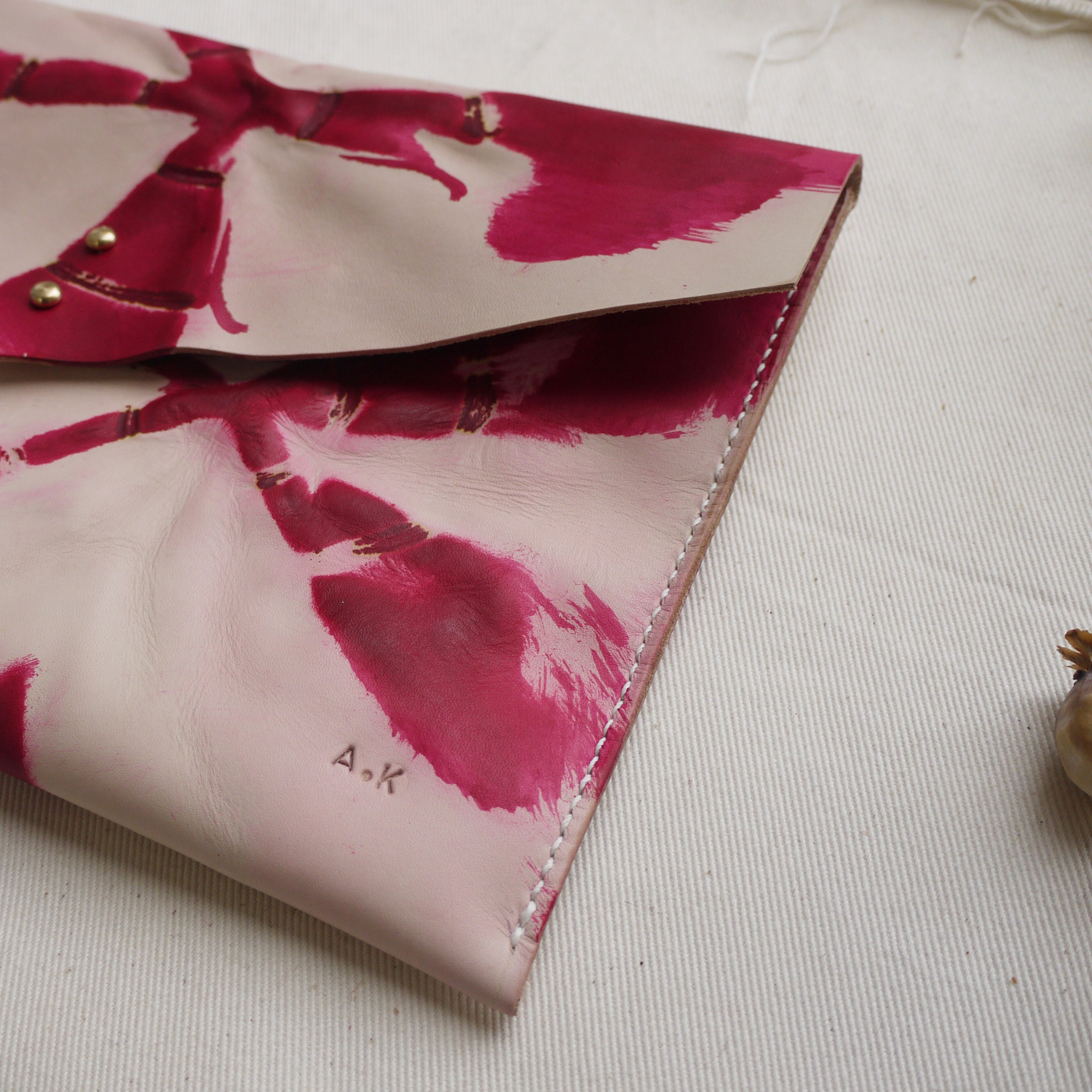 Tie dye teal leather clutch bag. Tie dye leather bag. Etsy