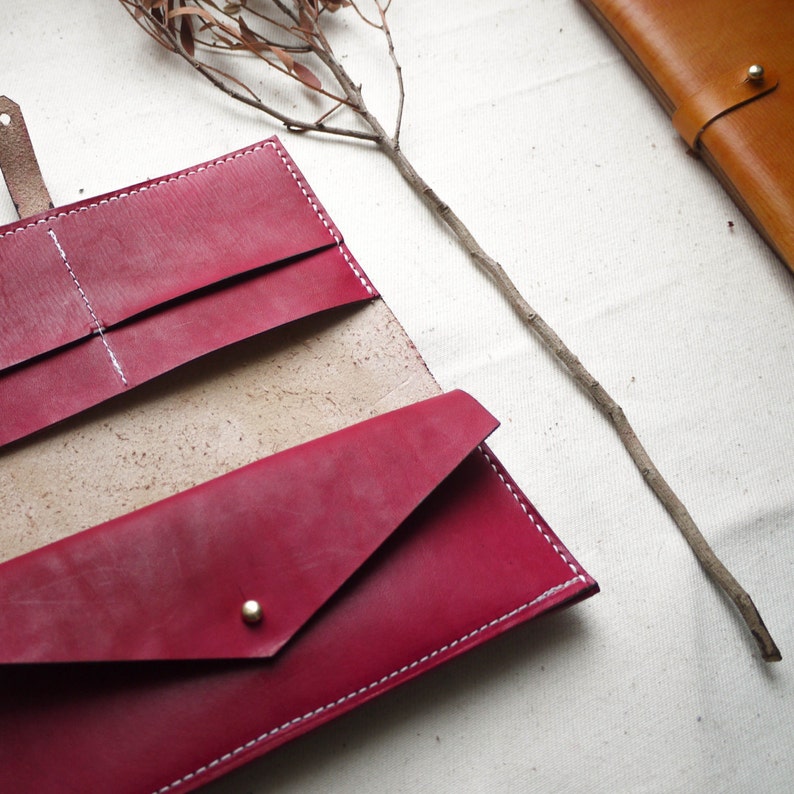 Leather Bifold Purse Hand Stitched Leather Purse. Handmade Etsy
