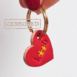 Handmade Leather Heart Keyring, Profanity Adult Humor Accessory, K**b keyring